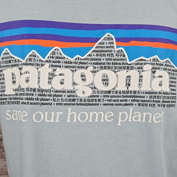 Patagonia Women's Graphic Tee Light Blue 100% Organic Cotton Size Small - Picture 4 of 6